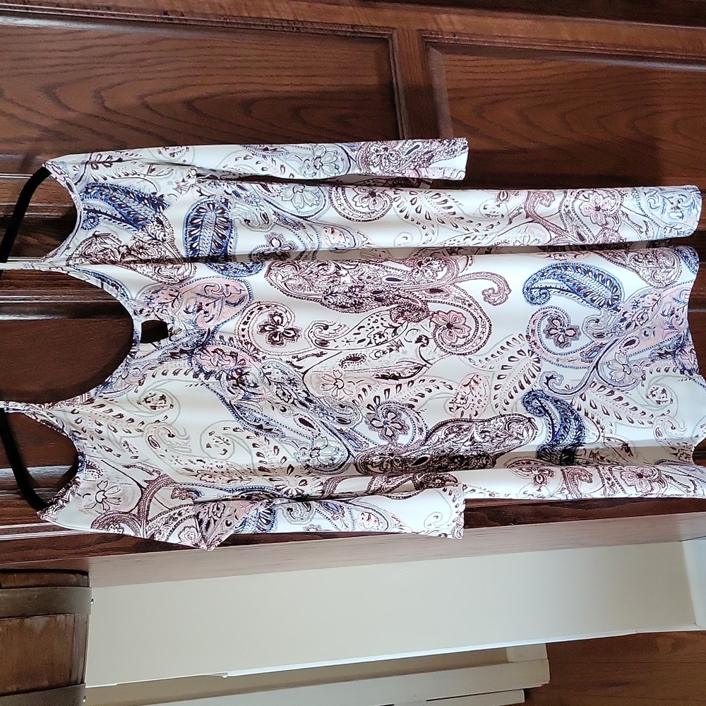 Cato dress, size small, bare shoulder, 3/4 length flare sleeves